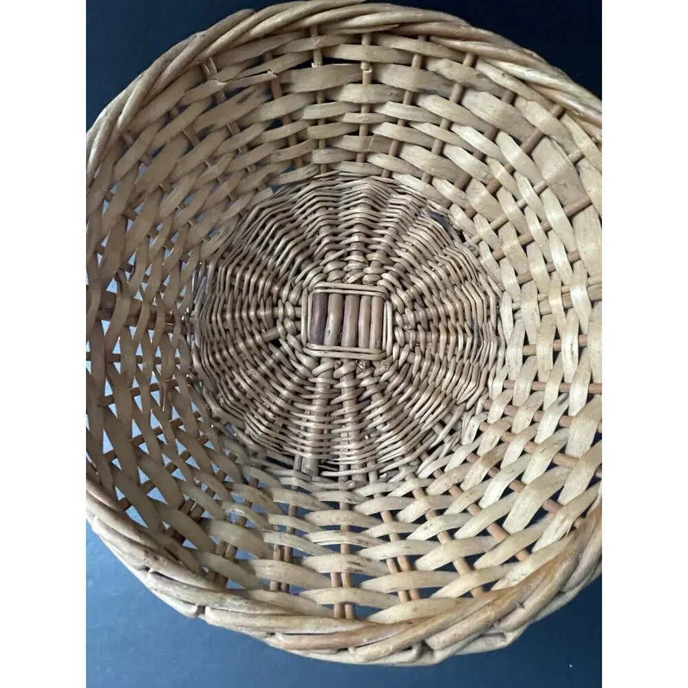 Vintage Garden Trug Handle Basket Rustic Twig Wood Farmhouse Gathering Cottage
